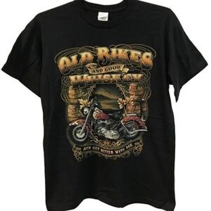 🛍 Motorcycle Old Bikes & Good Whiskey Both Get Better w Age T Shirt New Sz L